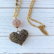 Lenora Dame Brass Heart Pendant Necklace