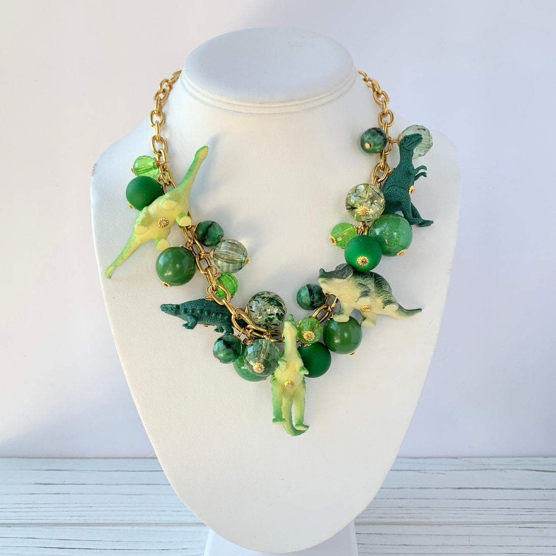 Lenora Dame Emerald and Peridot Dino Dinosaur Necklace