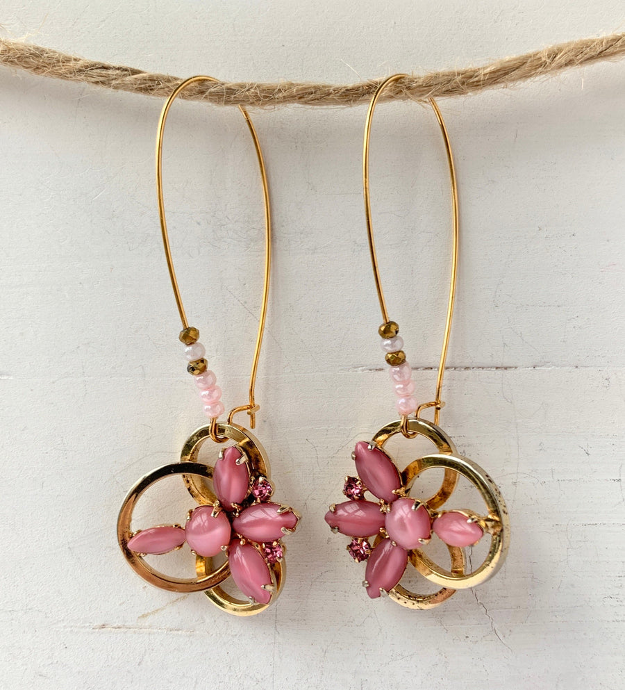 Lenora Dame Upcycled Earrings with Vintage Givre Glass - One-of-a-Kind