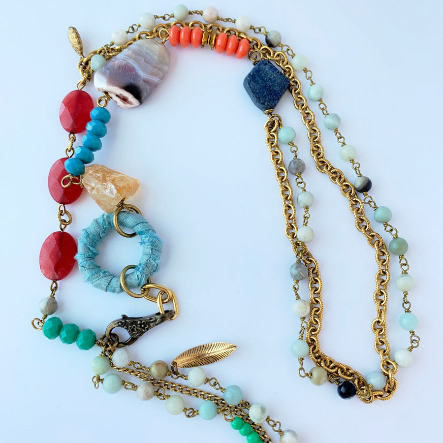 Lenora Dame Mixed Media Party Girl Boho Necklace