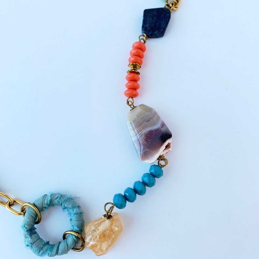Lenora Dame Mixed Media Party Girl Boho Necklace
