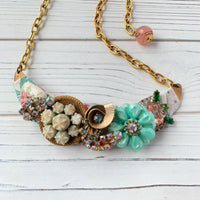 Lenora Dame Easter Sunday One-Of-A-Kind Collaged Bib Necklace