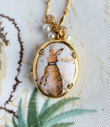 Lenora Dame Jack Rabbit Locket Pendant Necklace