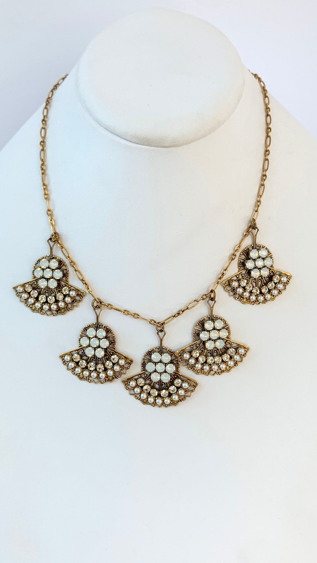 Lenora Dame Elegant Fan Rhinestone Necklace