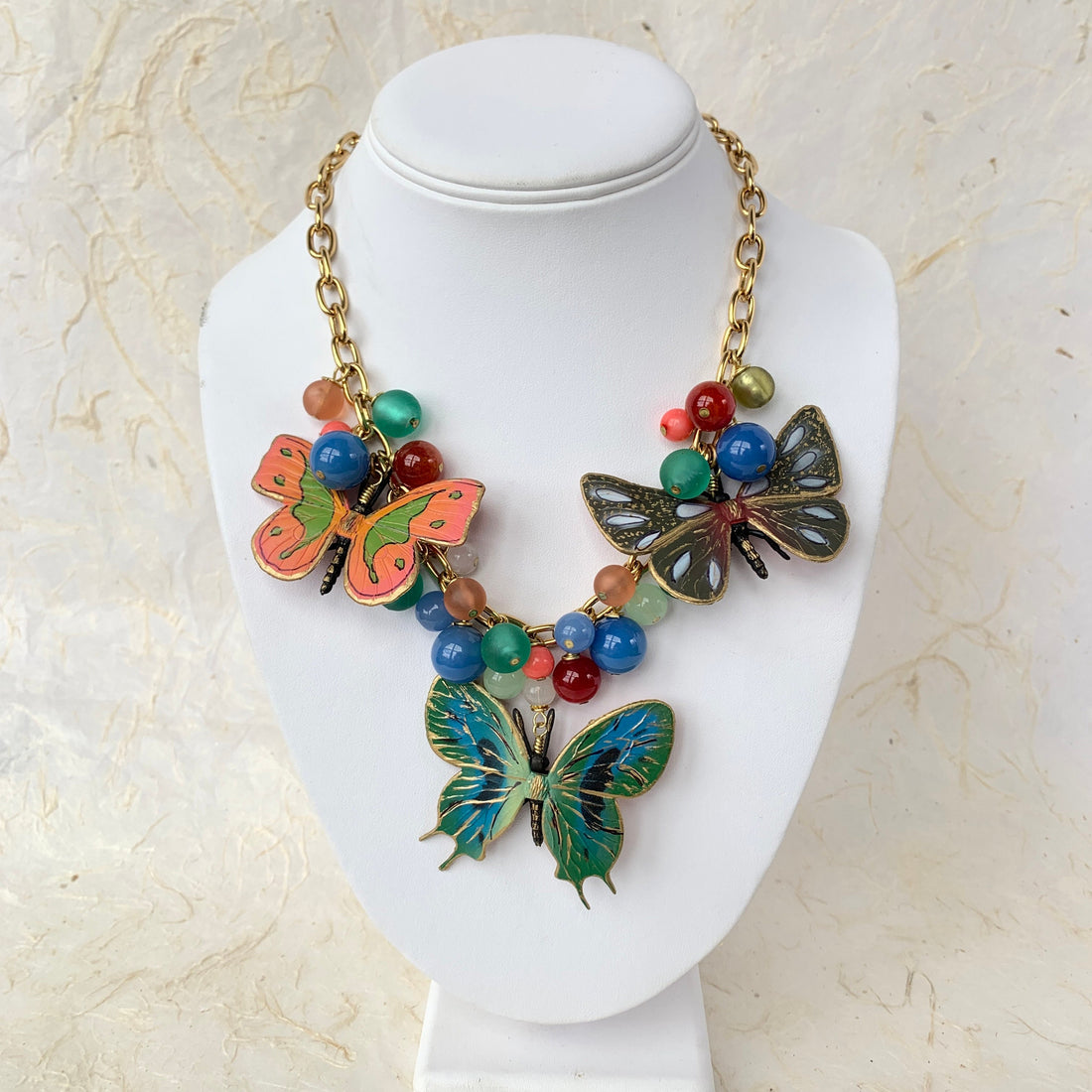 Lenora Dame Gilded Butterfly Statement Necklace