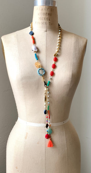 Lenora Dame Mixed Media Party Girl Boho Necklace