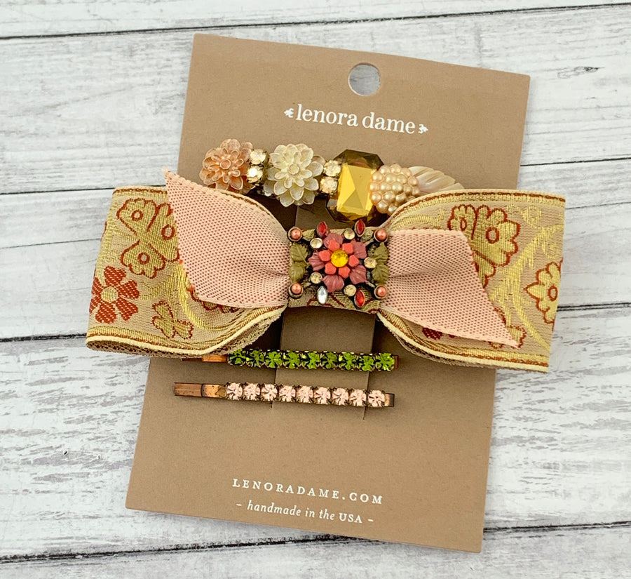 Lenora Dame Embellished Hair Set in Ochre