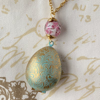 Lenora Dame Easter Egg Etched Locket Necklace