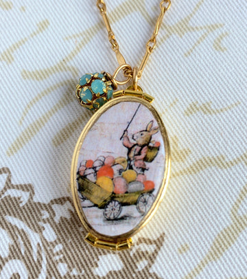 Lenora Dame Easter Bunny Locket Pendant Necklace