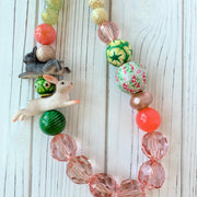 Lenora Dame Easter Bunny Queen Mum Statement Necklace in Soft Rose