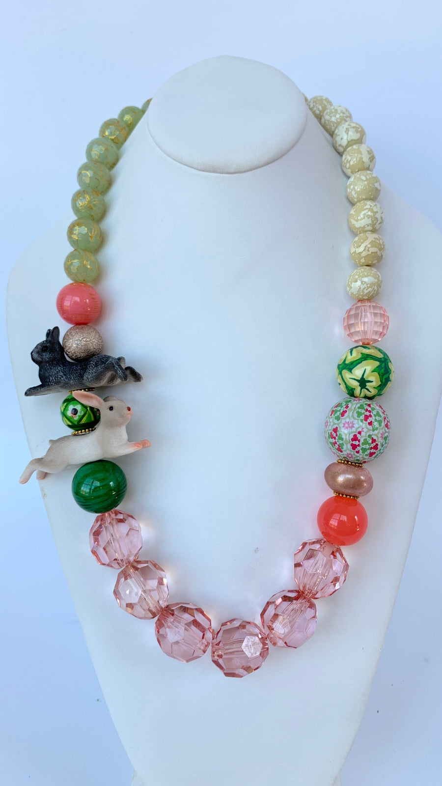 Lenora Dame Easter Bunny Queen Mum Statement Necklace in Soft Rose