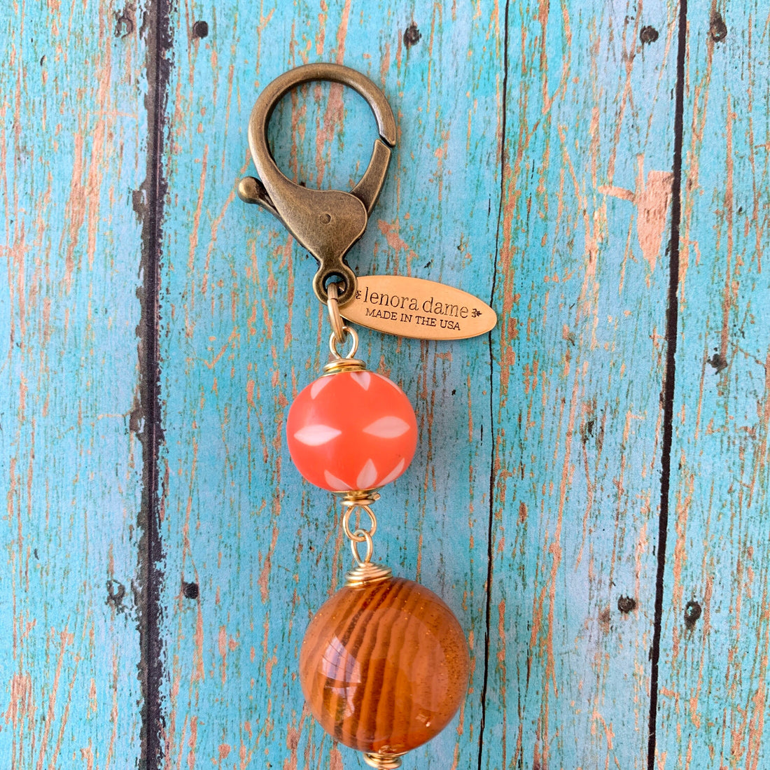 Lenora Dame Clementine Purse Bag Charm - Fruit Keychain Charm