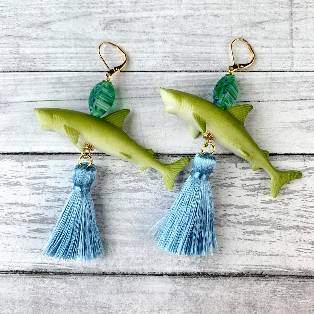 Lenora Dame Coastal Waters Shark Statement Earrings - LAST FEW!