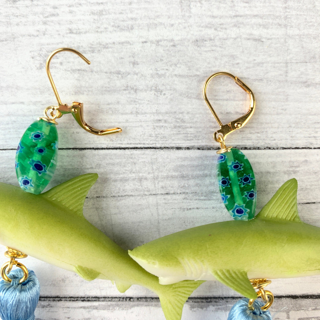 Lenora Dame Coastal Waters Shark Statement Earrings - LAST FEW!