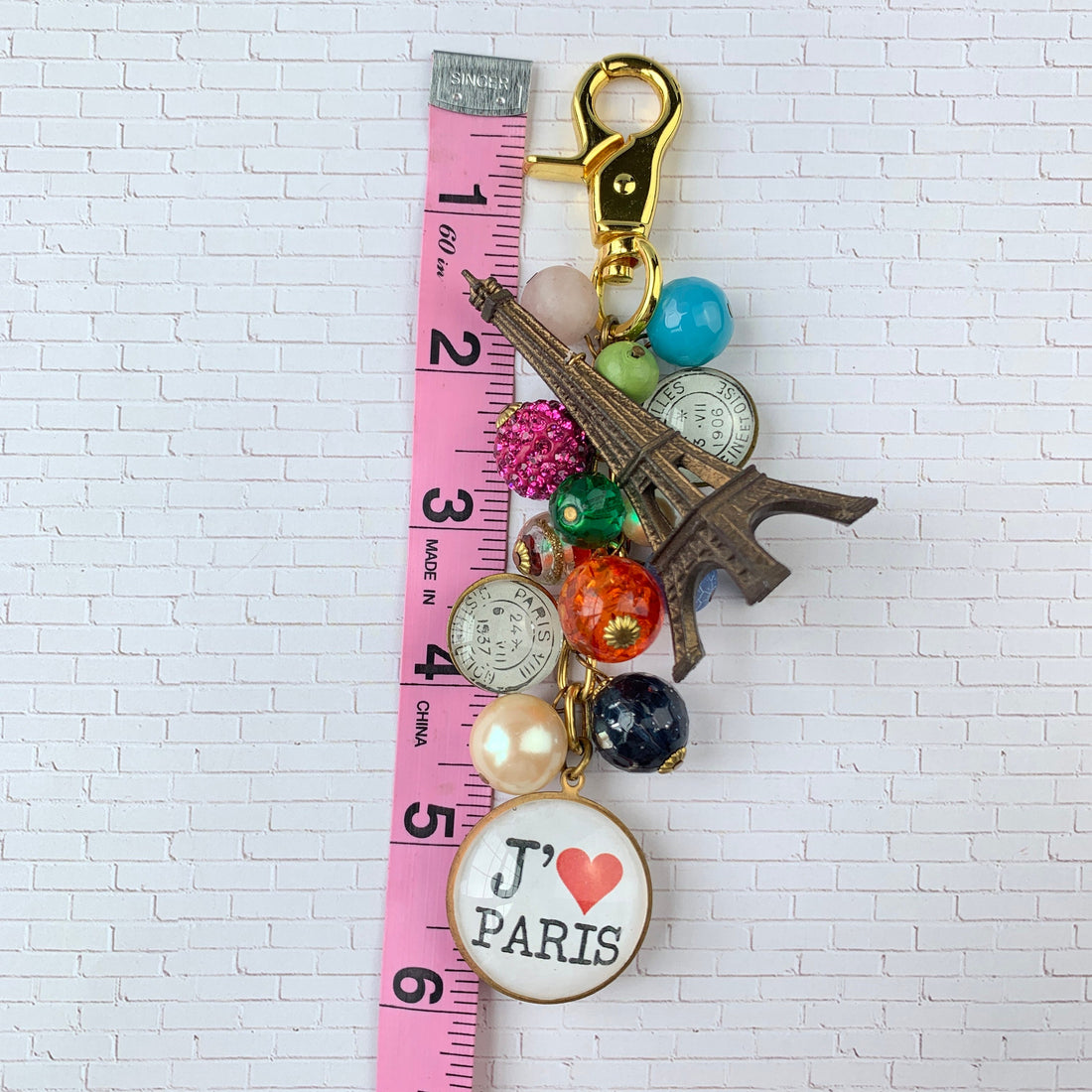 Lenora Dame I Love Paris Purse Bag Charm - Eiffel Tower Keychain Charm