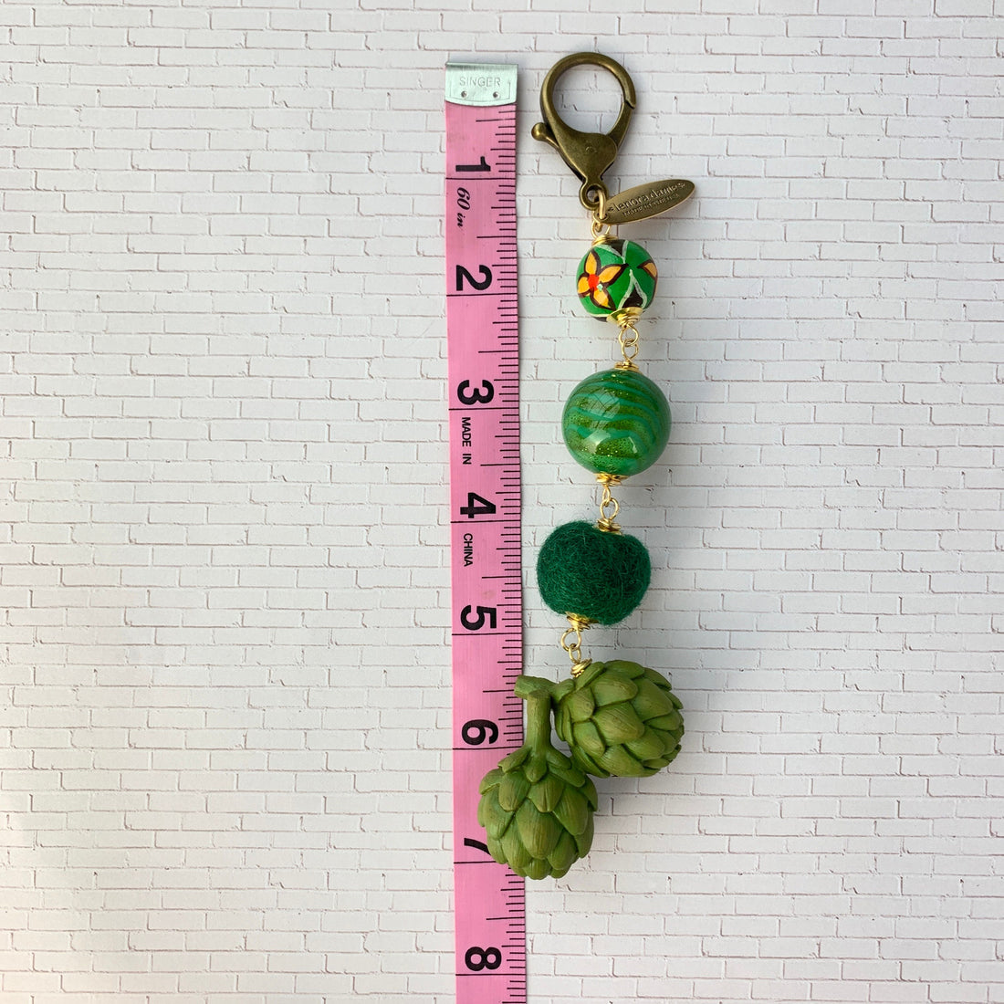 Lenora Dame Artichoke Bag Purse Charm - Keychain Charm