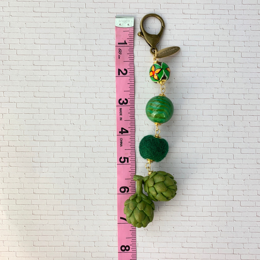 Lenora Dame Artichoke Bag Purse Charm - Keychain Charm