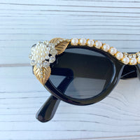 Lenora Dame Black Tie Embellished Sunglasses