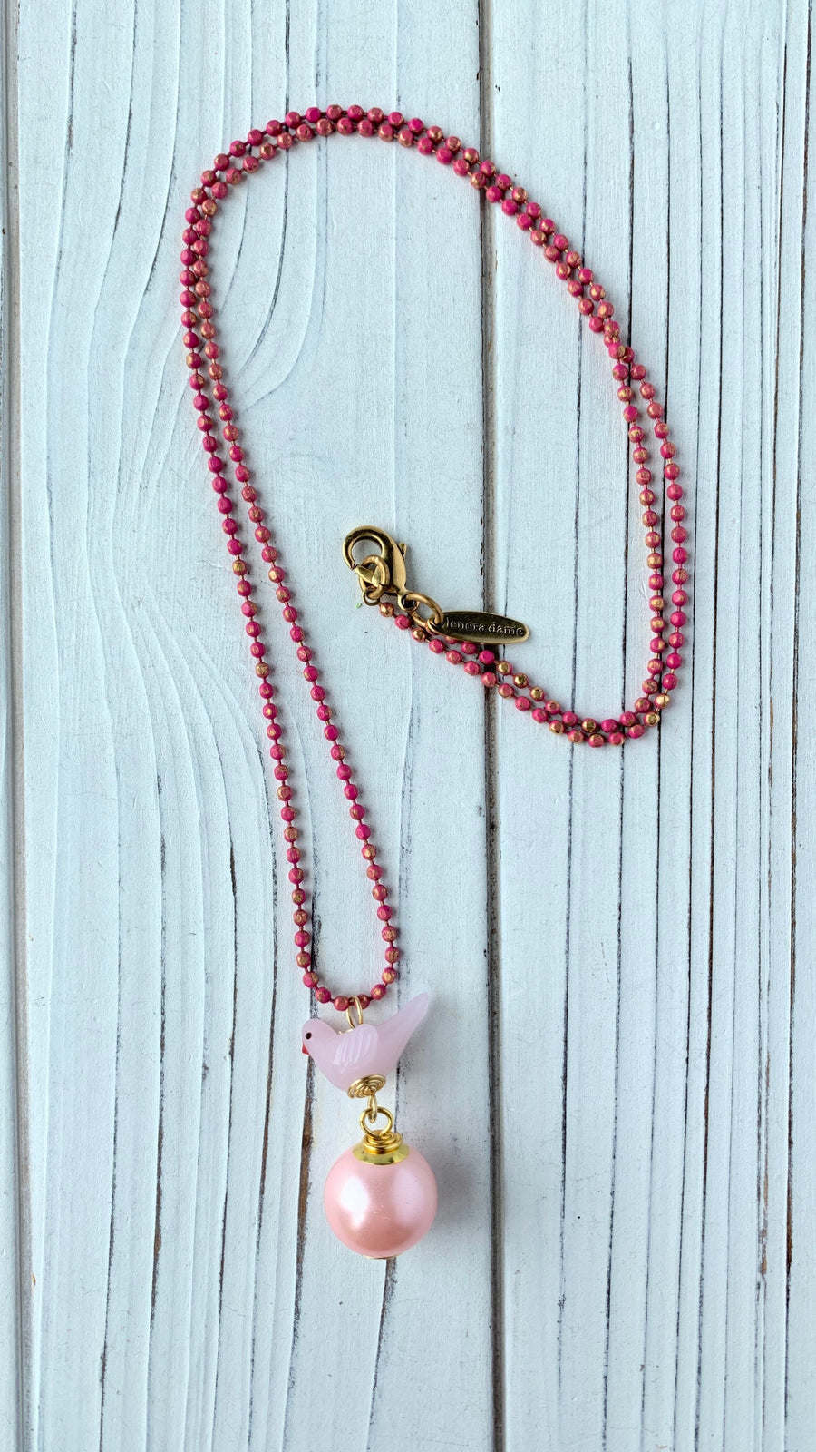 Lenora Dame Tweetie Pearl Pendant Necklace in Blush