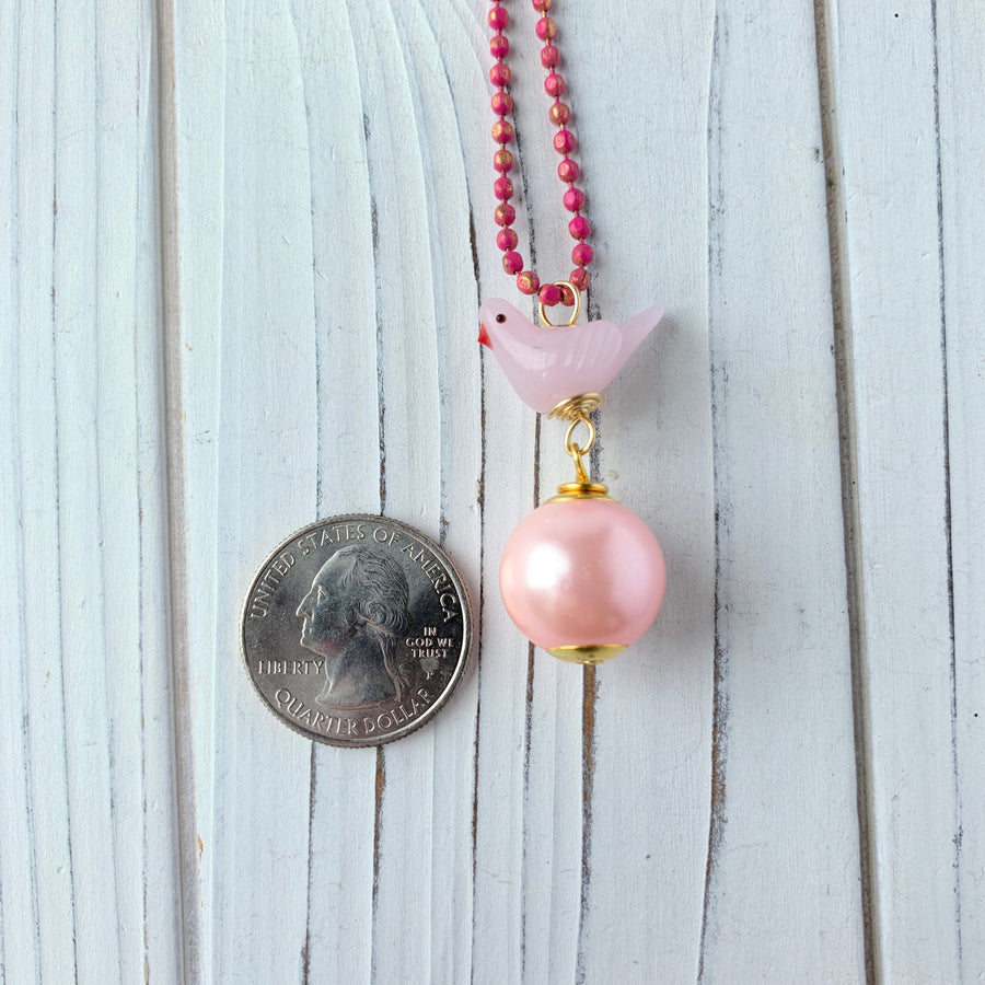 Lenora Dame Tweetie Pearl Pendant Necklace in Blush