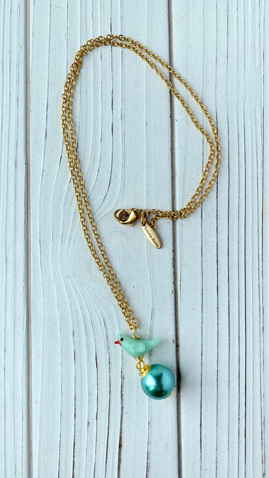 Lenora Dame Tweetie Pearl Pendant Necklace in Aqua