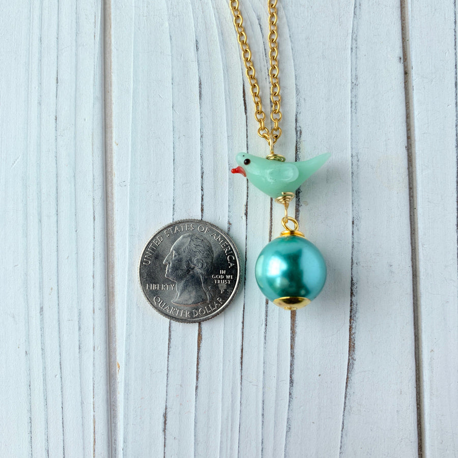 Lenora Dame Tweetie Pearl Pendant Necklace in Aqua