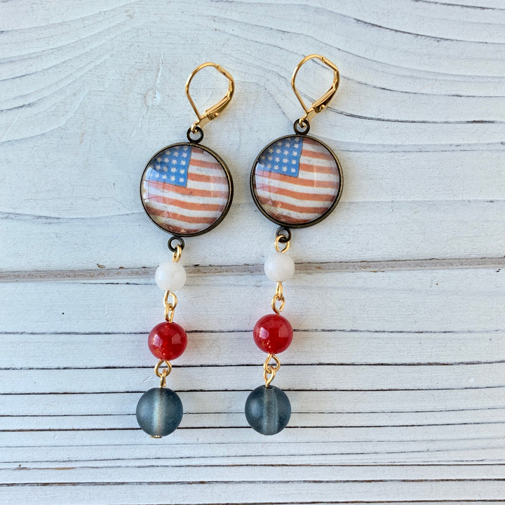 Lenora Dame Proud To Be An American Earrings - American Flag Earrings