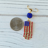 Lenora Dame American Flag Swarovski Bling Earrings