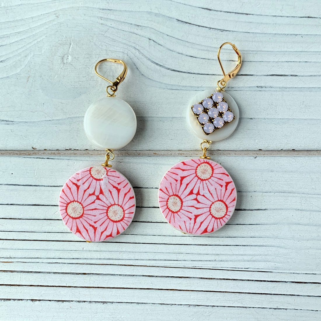 Lenora Dame Pink Daisy Drop Earrings