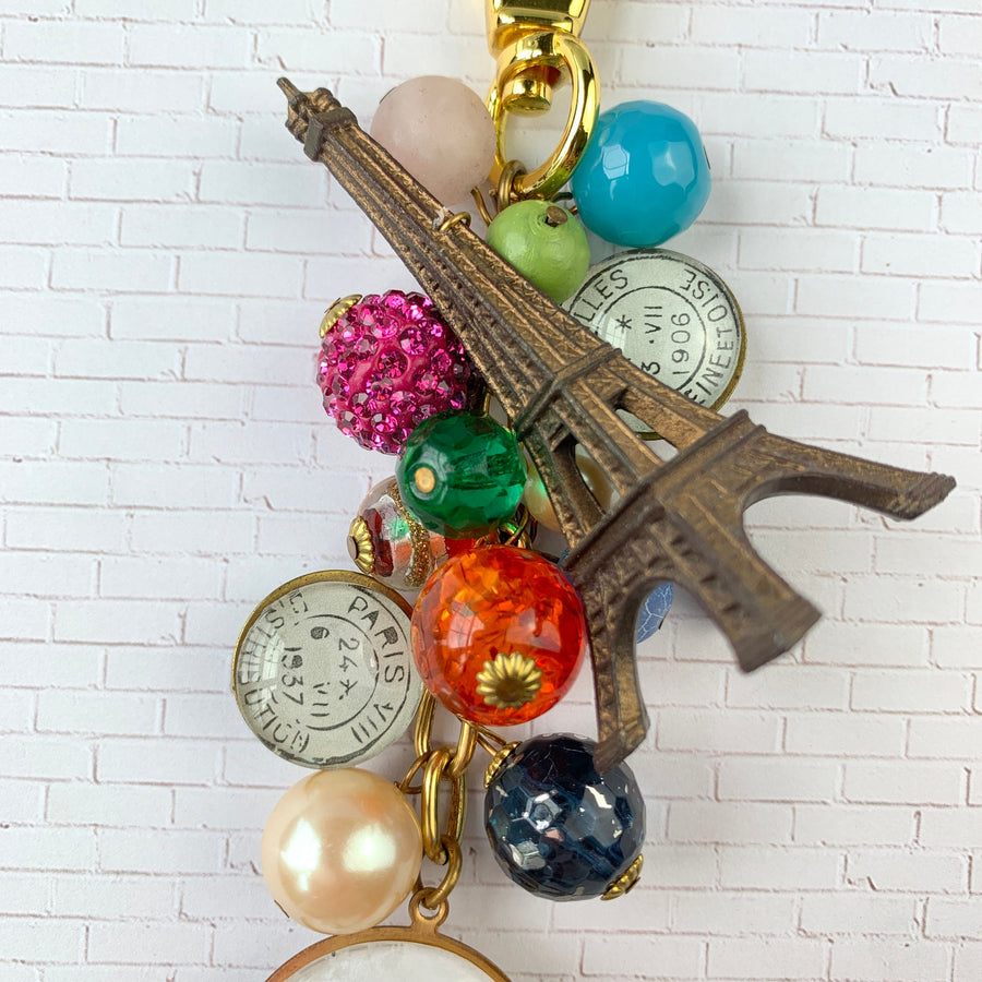 Lenora Dame I Love Paris Purse Bag Charm - Eiffel Tower Keychain Charm