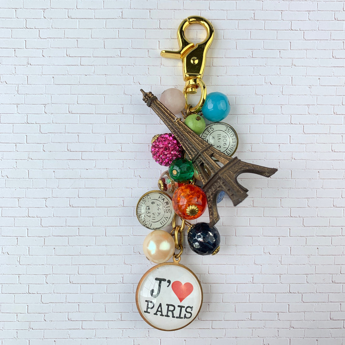 Lenora Dame I Love Paris Purse Bag Charm - Eiffel Tower Keychain Charm