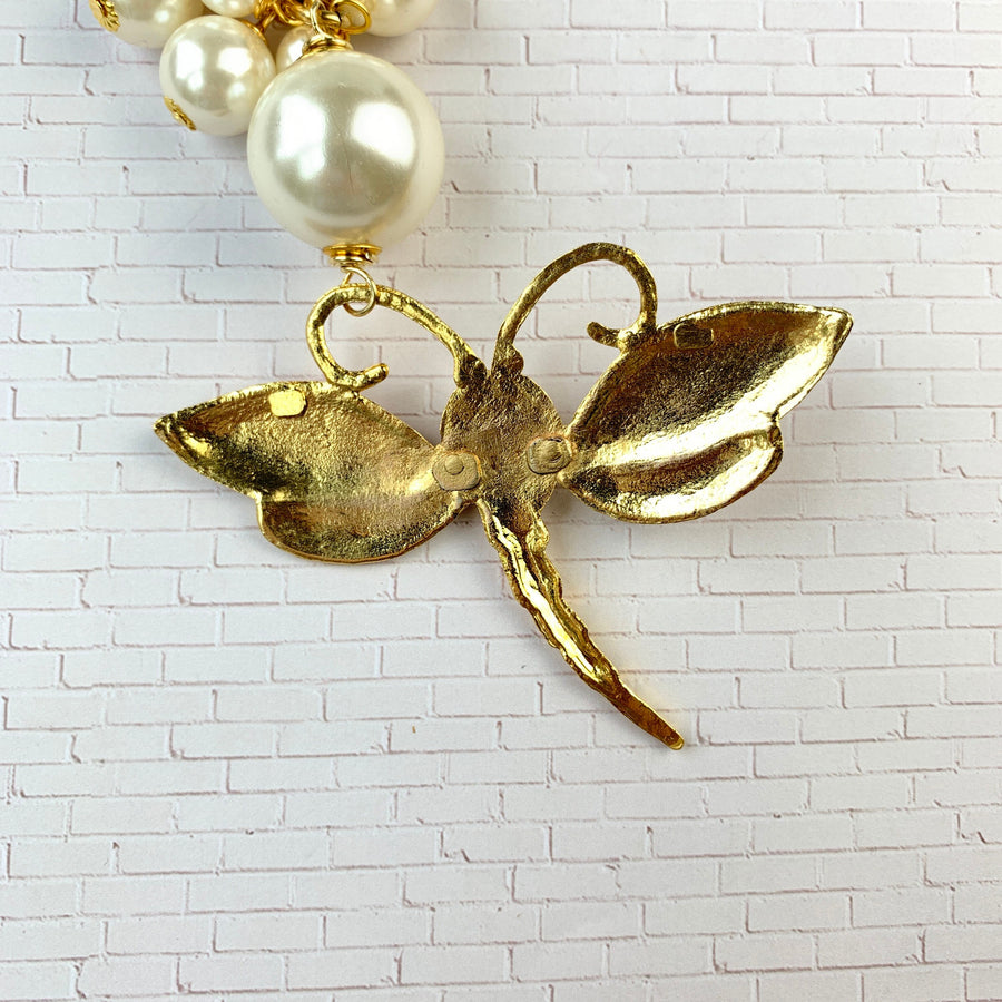 Lenora Dame Dragonfly Pearl Bag Purse Charm Keychain