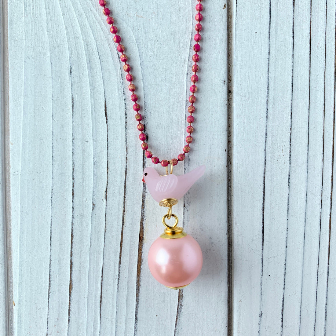 Lenora Dame Tweetie Pearl Pendant Necklace in Blush