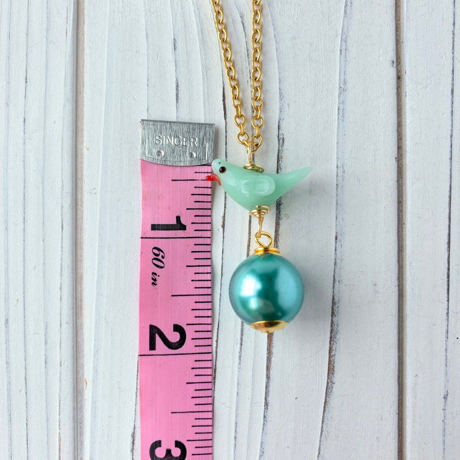 Lenora Dame Tweetie Pearl Pendant Necklace in Aqua