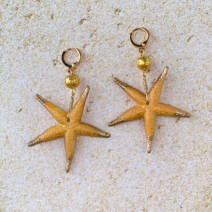 Lenora Dame Sea Star Golden Starfish Earrings - LAST ONE!