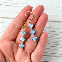 Lenora Dame Vintage Dreamy Blue Givre Glass Drop Earrings