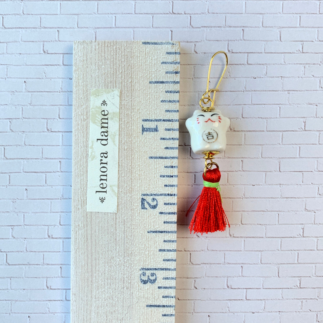 Lenora Dame Painted Ceramic Cat Tassel Earrings