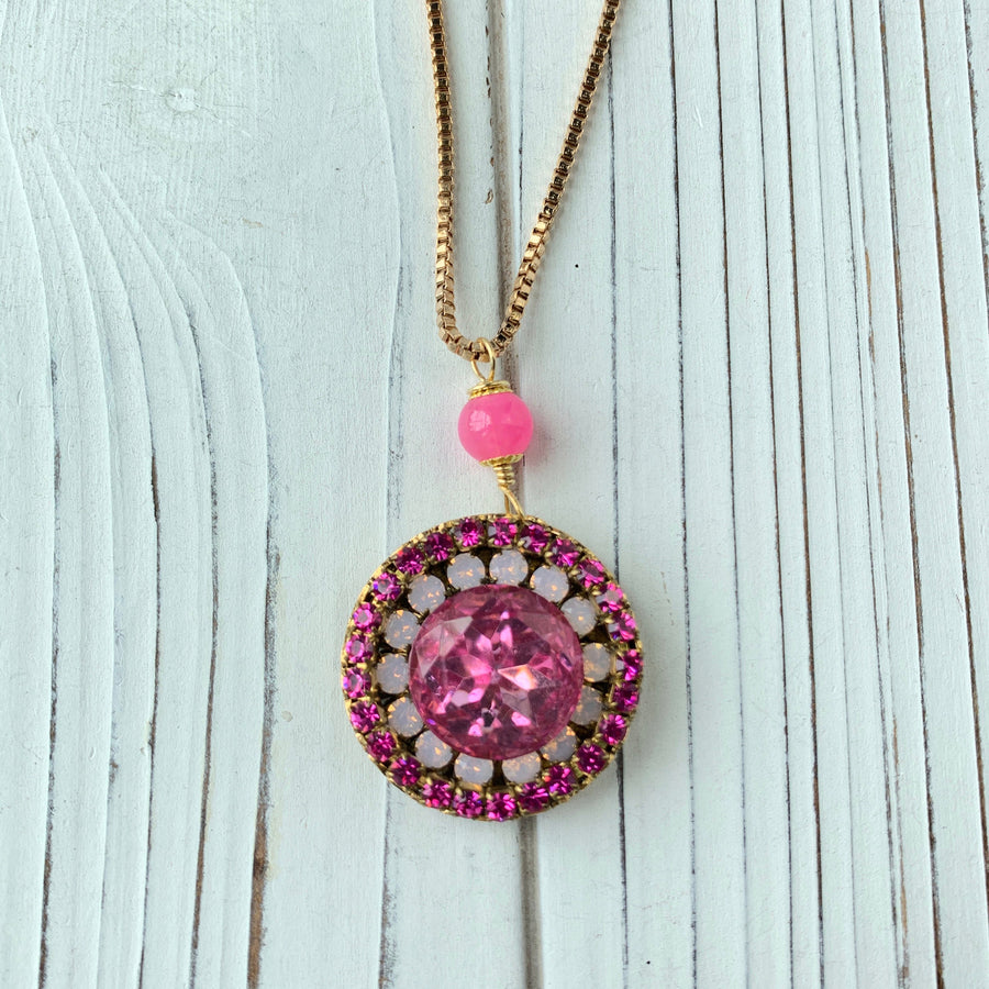 Lenora Dame Pink Moon Pendant Necklace - Only 2 Available!