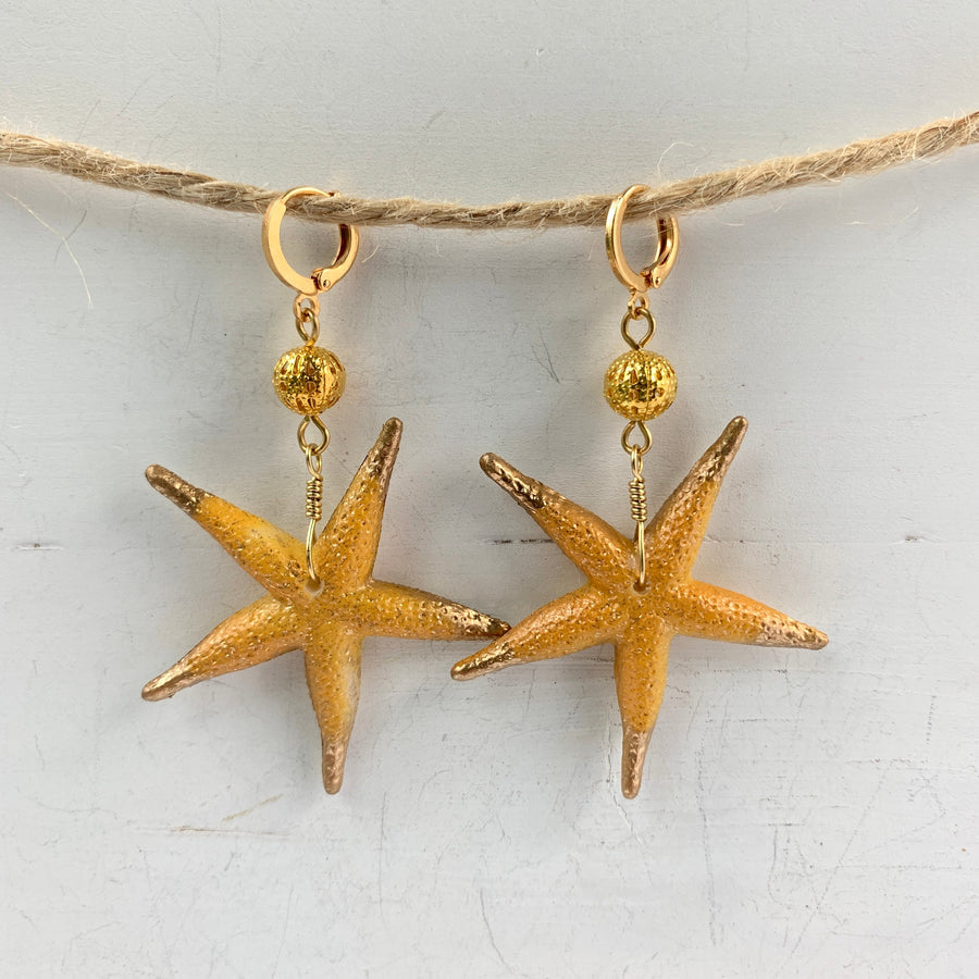 Lenora Dame Sea Star Golden Starfish Earrings - LAST ONE!