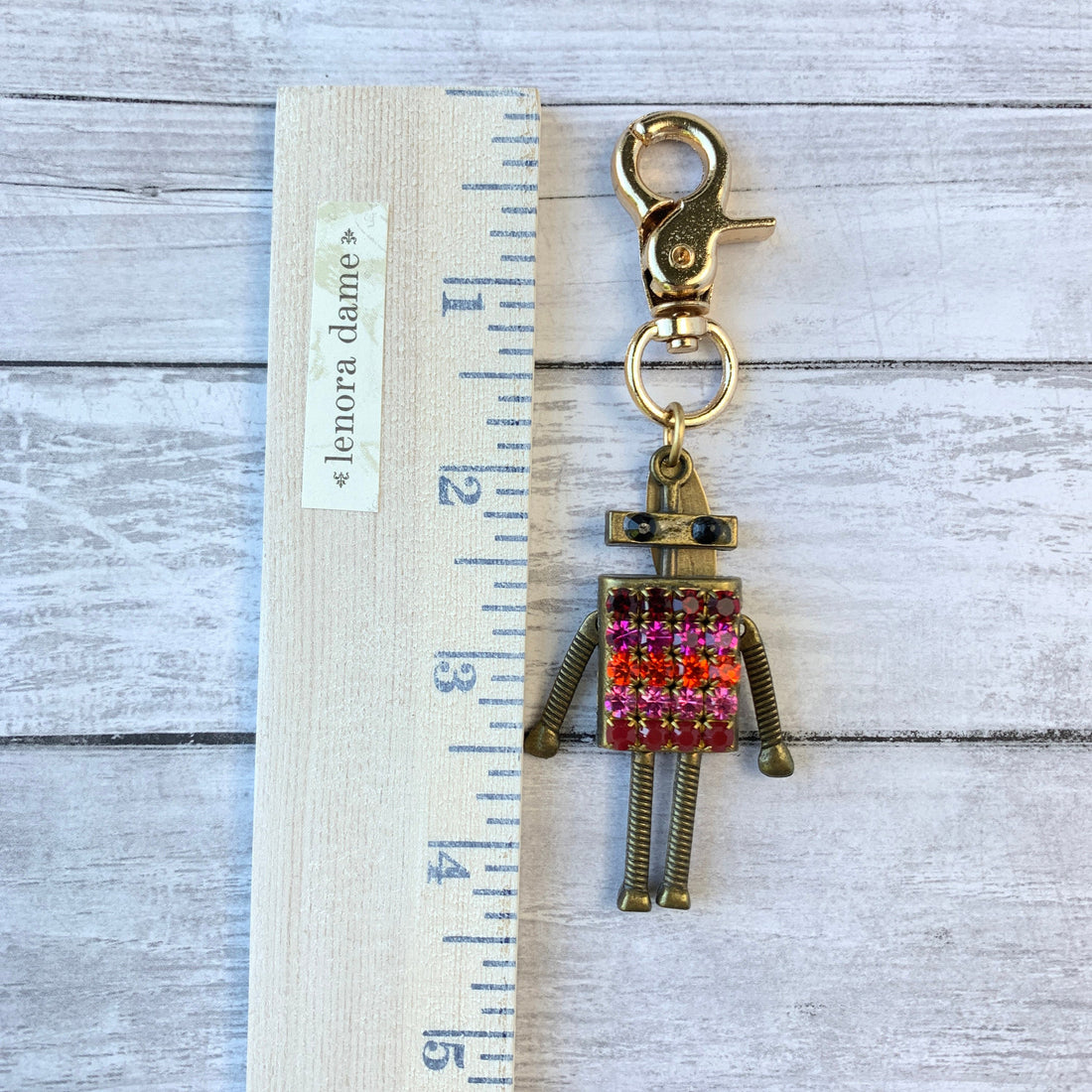 Lenora Dame Rhinestone Robot Purse Keychain Charm - 2 Color Options Available - LAST FEW!