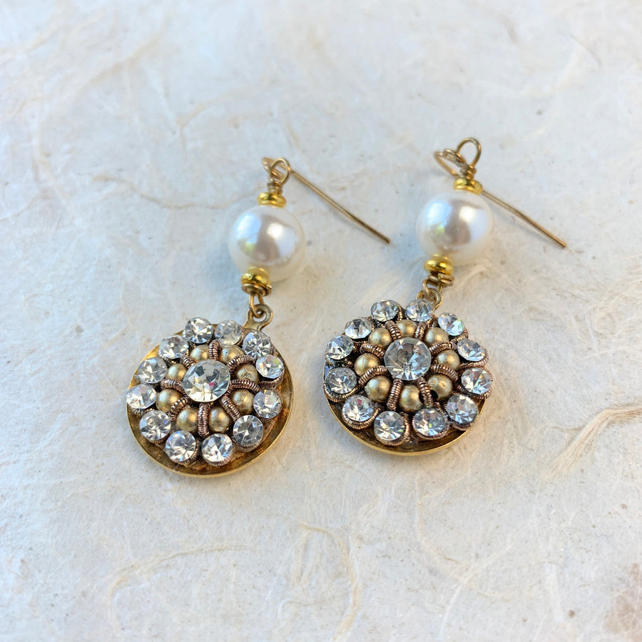 Lenora Dame Star Struck Rhinestone Pearl Earrings