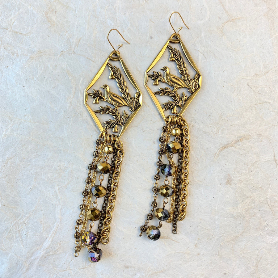 Lenora Dame Bird Call Long Statement Earrings