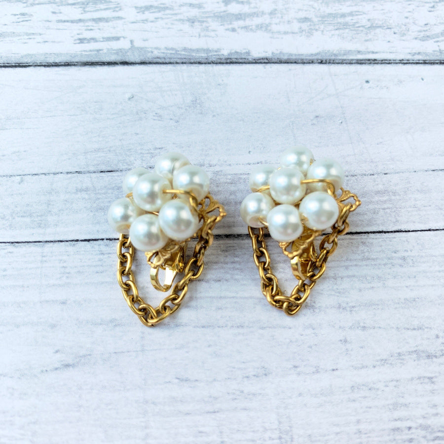 Lenora Dame Feminine Pearl Clip On Earrings