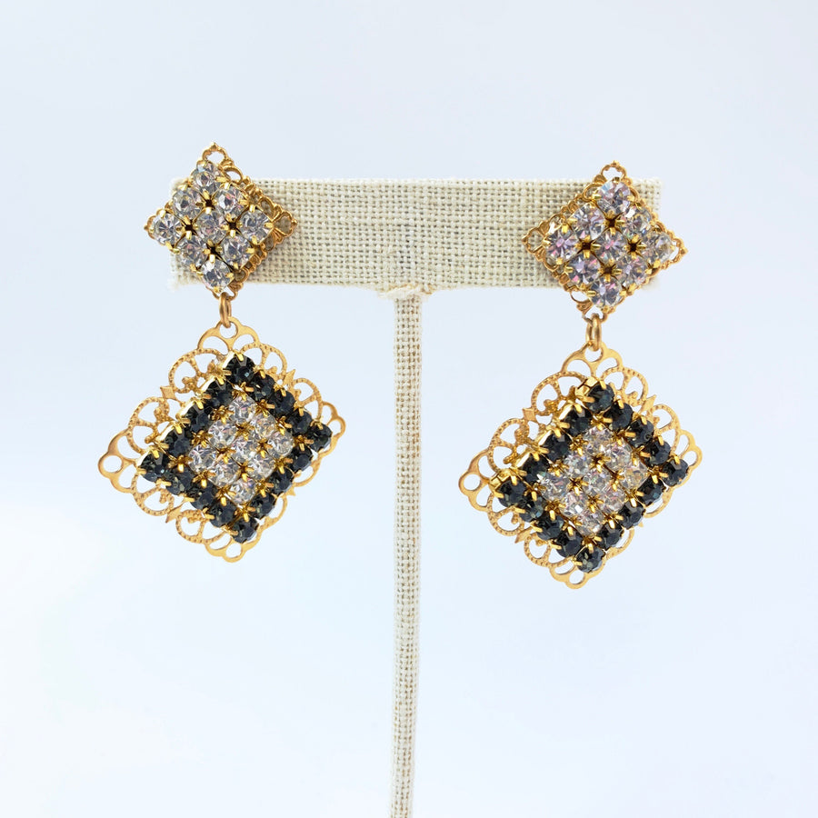 Lenora Dame Filigree Rhinestone Drop Earrings