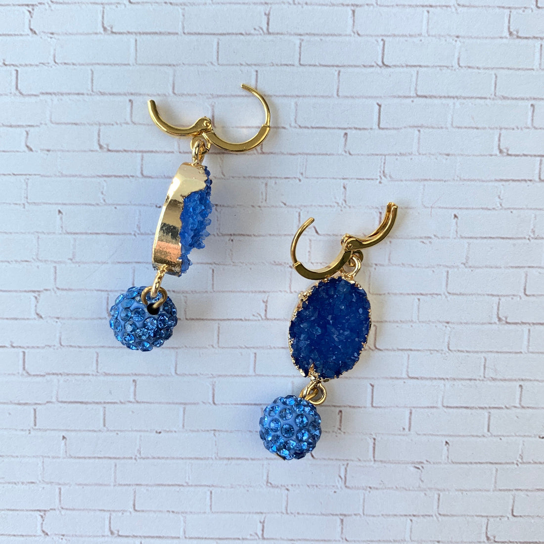 Dainty Deep Blue Druzy Earrings, Blue Druzy Studs, Dark Blue Earrings, Dark  Blue Druzy Stud Earrings, Blue Crystal Earrings 