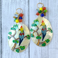 Lenora Dame Mother of Pearl Paradise Parrot Earrings