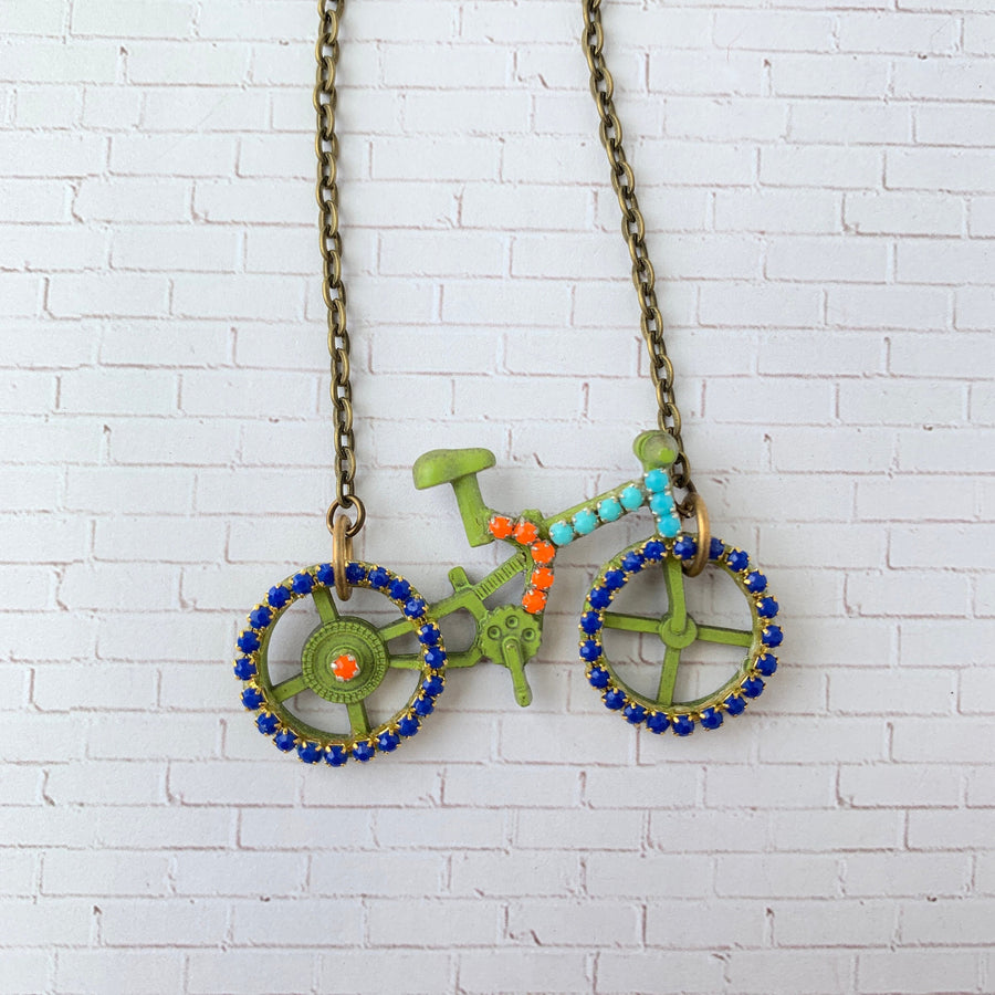 Lenora Dame Bling Bicycle Pendant Necklace