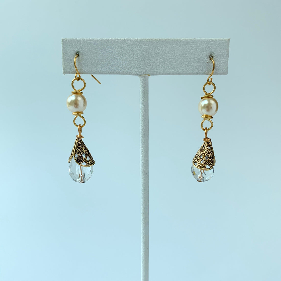 Lenora Dame Pearl + Crystal Teardrop Earrings