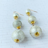 Lenora Dame Gold Dust Foil Bead Triple Drop Statement Earrings