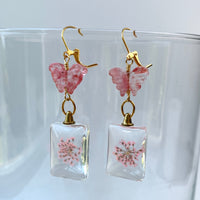 Lenora Dame Butterfly and Dried Pressed Flower Earrings